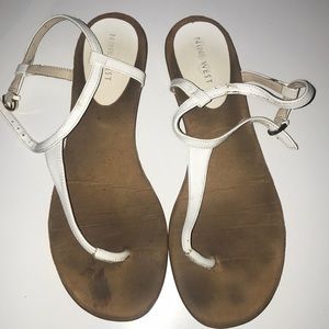 White and brown Nine West sandals